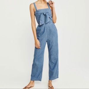 Abercrombie & Fitch Blue Jumpsuit with Tie Front